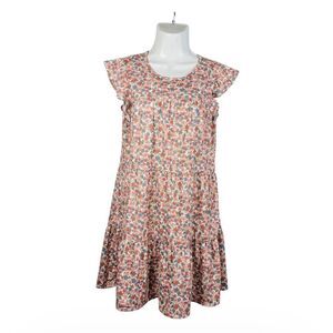 Gypsies & Moondust Floral Tiered Mini Boho Sundress Large Ruffle Stretch Cottage